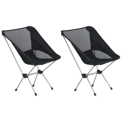 Matroos ontbijt Dubbelzinnig VidaXL campingstoel inklapbaar aluminium/pvc zwart 2 stuks