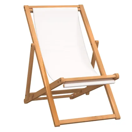 vidaXL Chaise de terrasse Teck 56 x 105 x 96 cm Couleur crème 3