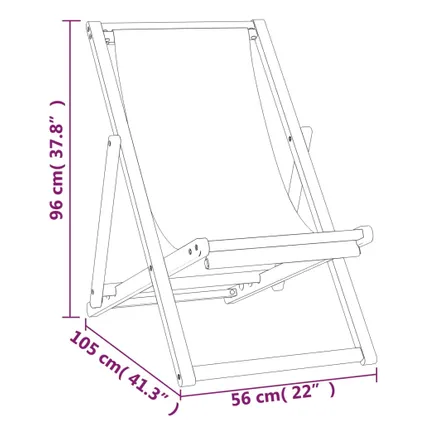 vidaXL Chaise de terrasse Teck 56 x 105 x 96 cm Couleur crème 8