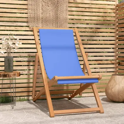 vidaXL Chaise de terrasse Teck 56 x 105 x 96 cm Bleu 2
