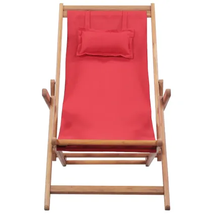 vidaXL Strandstoel inklapbaar stof en houten frame rood 3