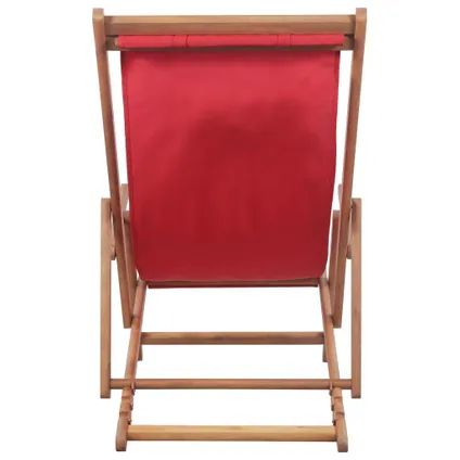 vidaXL Chaise pliable de plage Tissu et cadre en bois Rouge 4