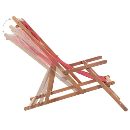 vidaXL Chaise pliable de plage Tissu et cadre en bois Rouge 5