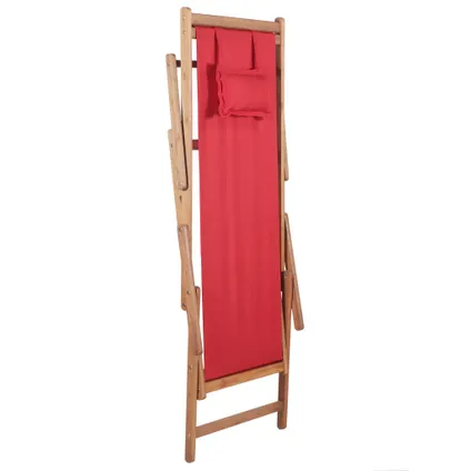 vidaXL Chaise pliable de plage Tissu et cadre en bois Rouge 6