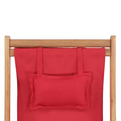 vidaXL Chaise pliable de plage Tissu et cadre en bois Rouge 7