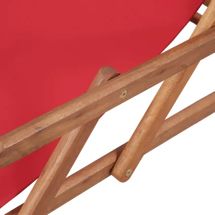 vidaXL Chaise pliable de plage Tissu et cadre en bois Rouge 8