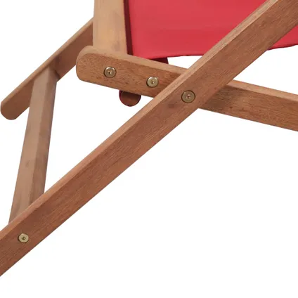 vidaXL Chaise pliable de plage Tissu et cadre en bois Rouge 9