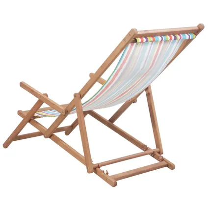vidaXL Chaise pliable de plage Tissu et cadre en bois Multicolore 2