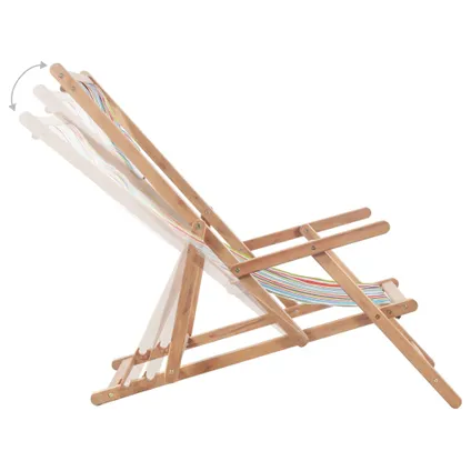 vidaXL Chaise pliable de plage Tissu et cadre en bois Multicolore 6