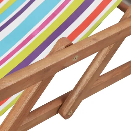 vidaXL Chaise pliable de plage Tissu et cadre en bois Multicolore 8