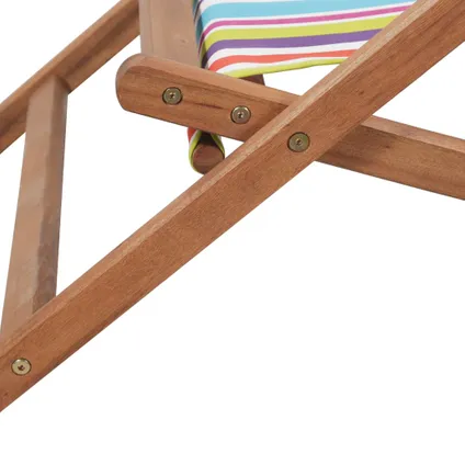 vidaXL Chaise pliable de plage Tissu et cadre en bois Multicolore 9