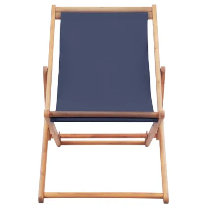 vidaXL Chaise pliable de plage Tissu et cadre en bois Bleu 2