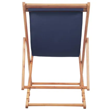 vidaXL Chaise pliable de plage Tissu et cadre en bois Bleu 4