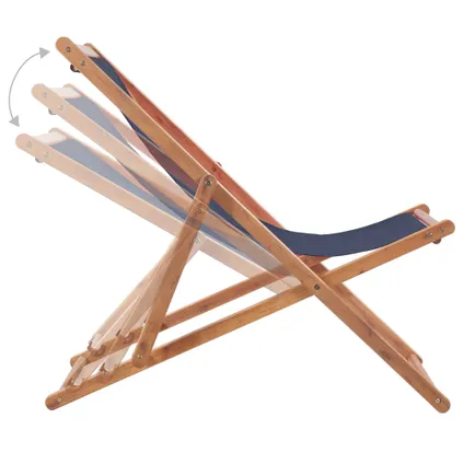 vidaXL Chaise pliable de plage Tissu et cadre en bois Bleu 6