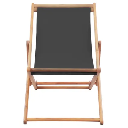 vidaXL Strandstoel inklapbaar stof en houten frame grijs 2