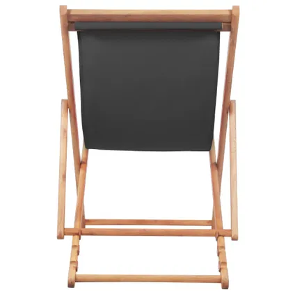 vidaXL Strandstoel inklapbaar stof en houten frame grijs 3