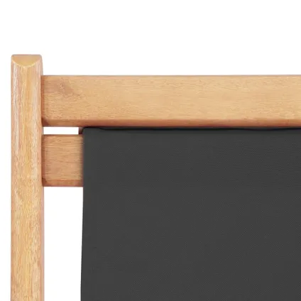 vidaXL Strandstoel inklapbaar stof en houten frame grijs 7
