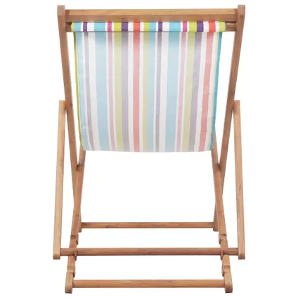 vidaXL Chaise pliable de plage Tissu et cadre en bois Multicolore 3