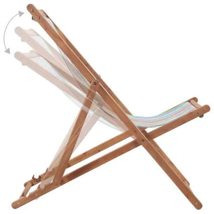 vidaXL Chaise pliable de plage Tissu et cadre en bois Multicolore 5