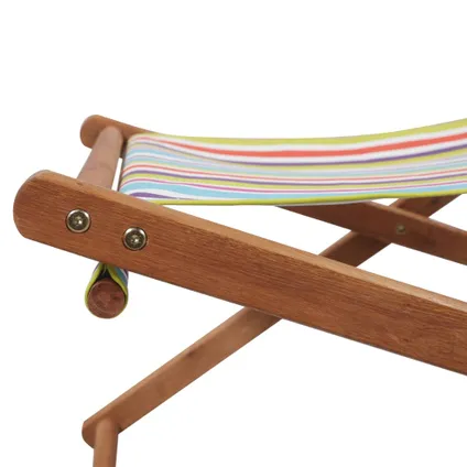 vidaXL Chaise pliable de plage Tissu et cadre en bois Multicolore 7