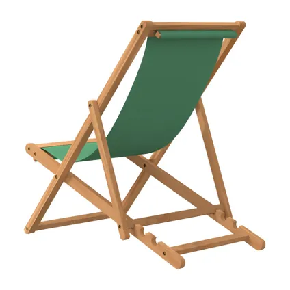 vidaXL Chaise de plage pliable Bois de teck solide Vert 5