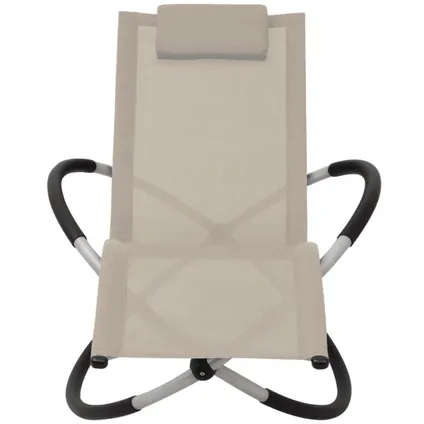 vidaXL Chaise longue géométrique d'extérieur Acier Crème 3