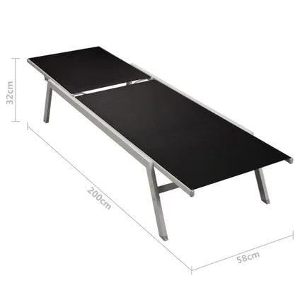 vidaXL Ligbedden 2 st met tafel staal en textileen zwart 6