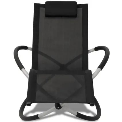 vidaXL Chaise longue géométrique d'extérieur Acier Noir et gris 2