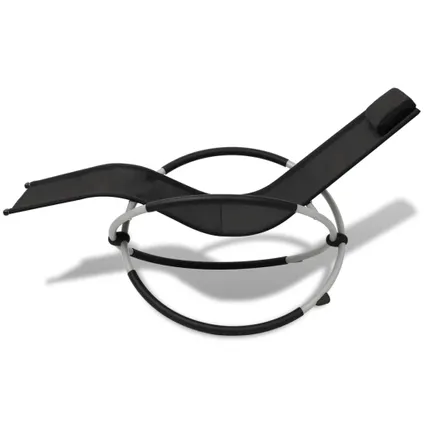 vidaXL Chaise longue géométrique d'extérieur Acier Noir et gris 3