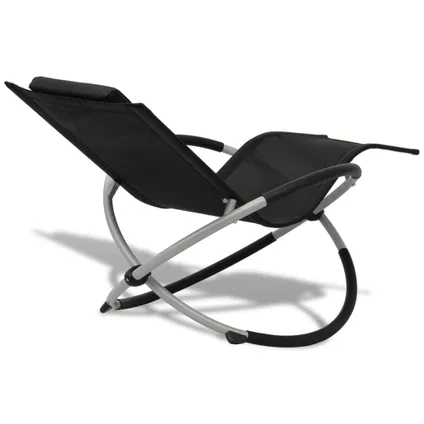 vidaXL Chaise longue géométrique d'extérieur Acier Noir et gris 4