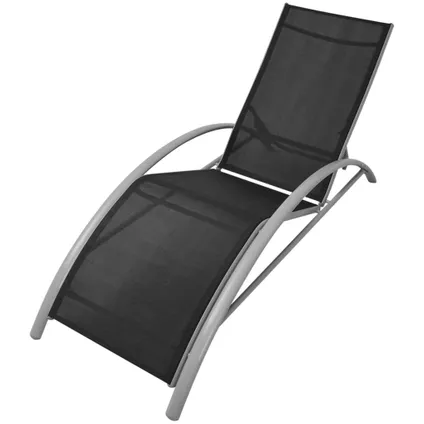 vidaXL Chaises longues avec table Aluminium Noir 4