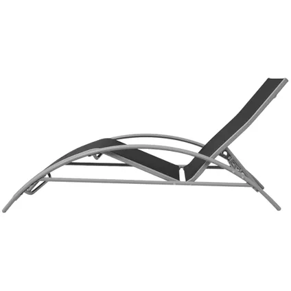 vidaXL Chaises longues avec table Aluminium Noir 5