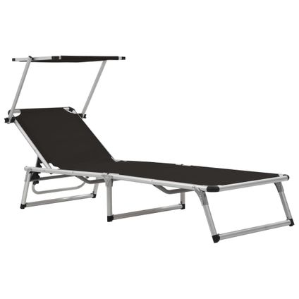 vidaXL Chaise longue pliable avec auvent Aluminium et textilène