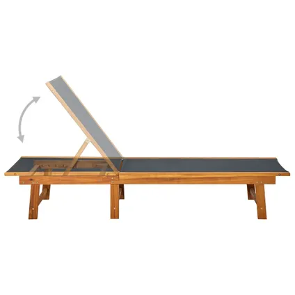 vidaXL Chaise longue avec table Bois d'acacia solide et textilène 5