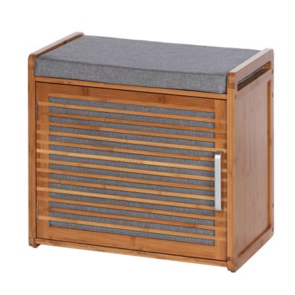 Wenko schoenenkast Bahari met zitkussen bamboe/grijs 50x45x33cm
