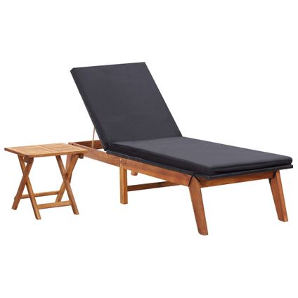 vidaXL Chaise longue avec table Résine tressée et bois d'acacia