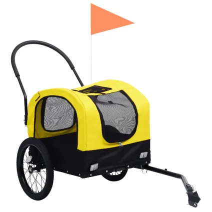 vidaXL Fietstrailer en hondenwagen 2-in-1 geel en zwart 2