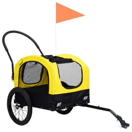 vidaXL Fietstrailer en hondenwagen 2-in-1 geel en zwart 3