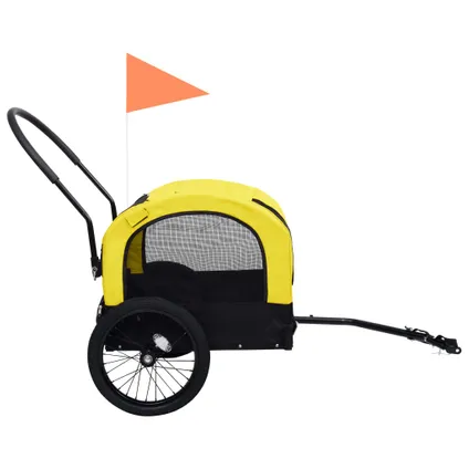 vidaXL Remorque de vélo pour chiens et poussette 2-en-1 jaune et 4