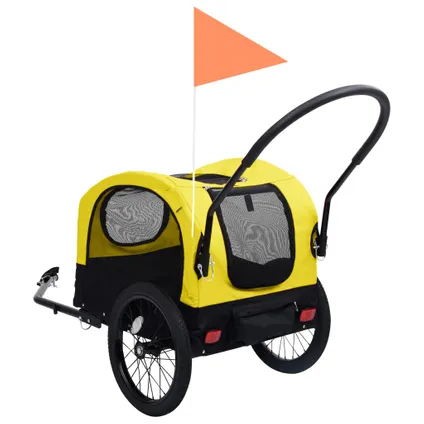 vidaXL Fietstrailer en hondenwagen 2-in-1 geel en zwart 5