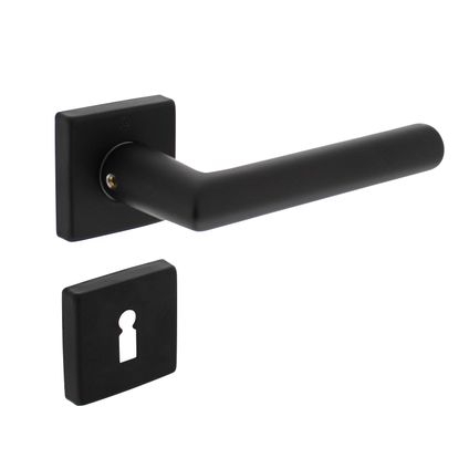 Intersteel deurkruk Broome met rozet 50x50x10mm + 7mm nokken met sleutelplaatjes zwart