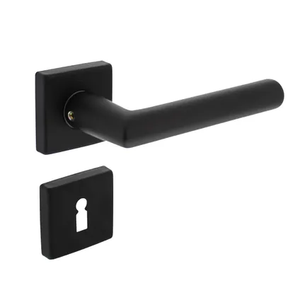 Intersteel deurkruk Broome met rozet 50x50x10mm + 7mm nokken met sleutelplaatjes zwart