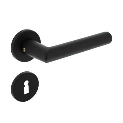Intersteel deurkruk Broome met rozet ø50x7mm + 7mm nokken met sleutelplaatjes zwart