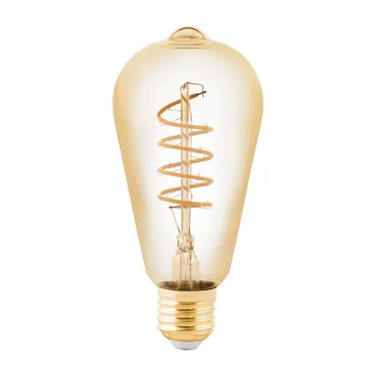 EGLO ledfilamentlamp amber ST64 spiraal dimbaar E27 4W 2