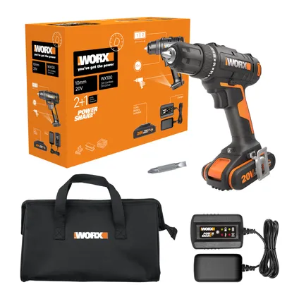 Worx accuboormachine + boorhamer Combo Kit WX927 20V (2 accu’s) 28