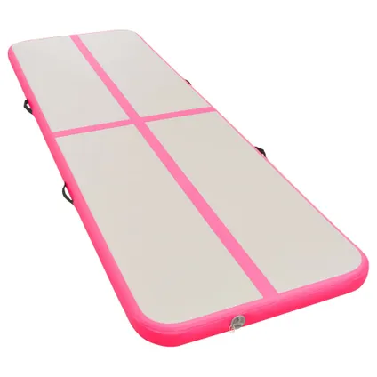 VidaXL gymnastiekmat + pomp opblaasbaar PVC roze 300x100x10cm 4
