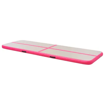 VidaXL gymnastiekmat + pomp opblaasbaar PVC roze 300x100x10cm 5