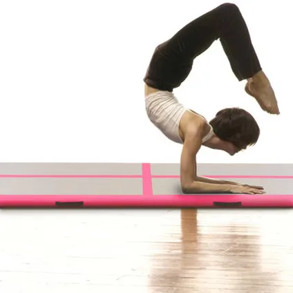 VidaXL gymnastiekmat + pomp opblaasbaar PVC roze 400x100x10cm 2