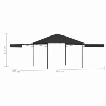 VidaXL prieel + uitschuifbare daken antraciet  180 g/m² 3x3x2,75m 9