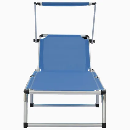 vidaXL Chaise longue pliable avec toit Aluminium et textilène 4